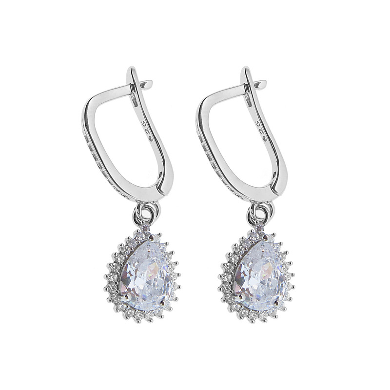 گوشواره نقره زنانه سواروسکی مدل جواهری اشک ملکه کد 2356596