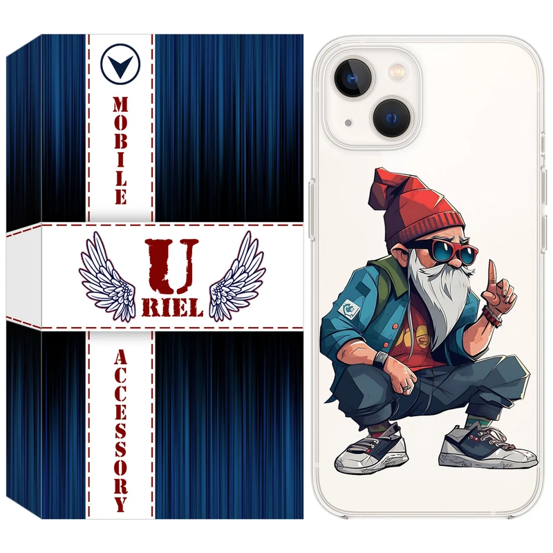 کاور یوریل مدل Clear کد 48 طرح پیرمرد مناسب برای گوشی موبایل اپل iPhone 13 mini