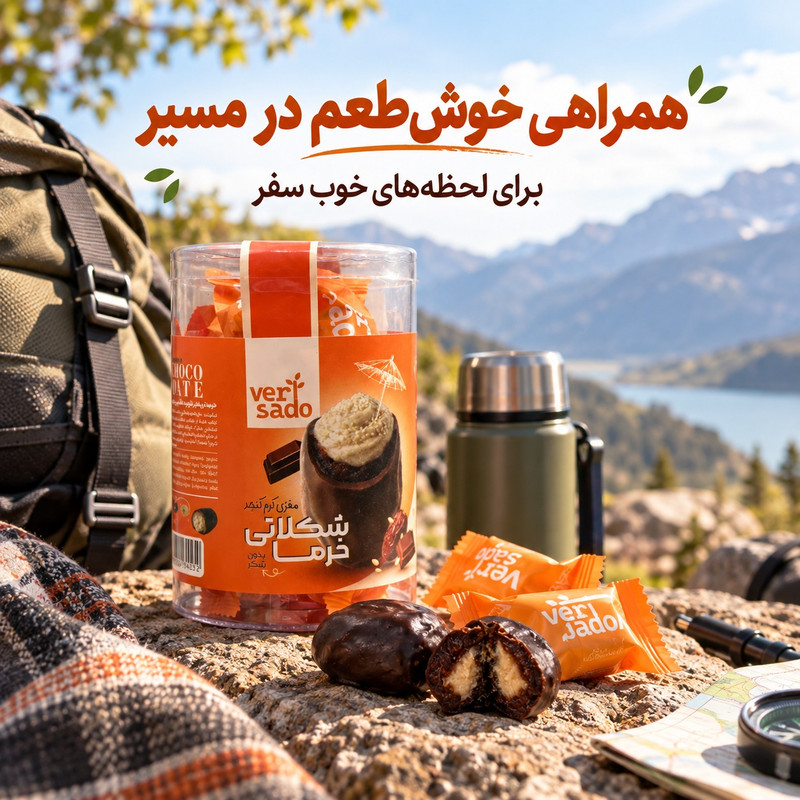 خرما شکلاتی با مغزی کرم کنجد ورسادو -  200 گرم