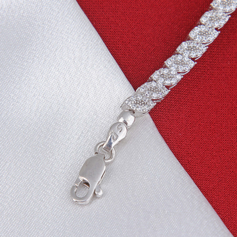 دستبند نقره زنانه مدل آبکاری رادیوم کد DP_595