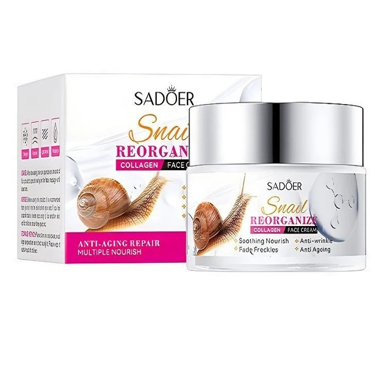 کرم آبرسان صورت جوانساز سادور مدل حلزون و کلاژن مناسب برای انواع پوست حجم 40 میلی لیتر