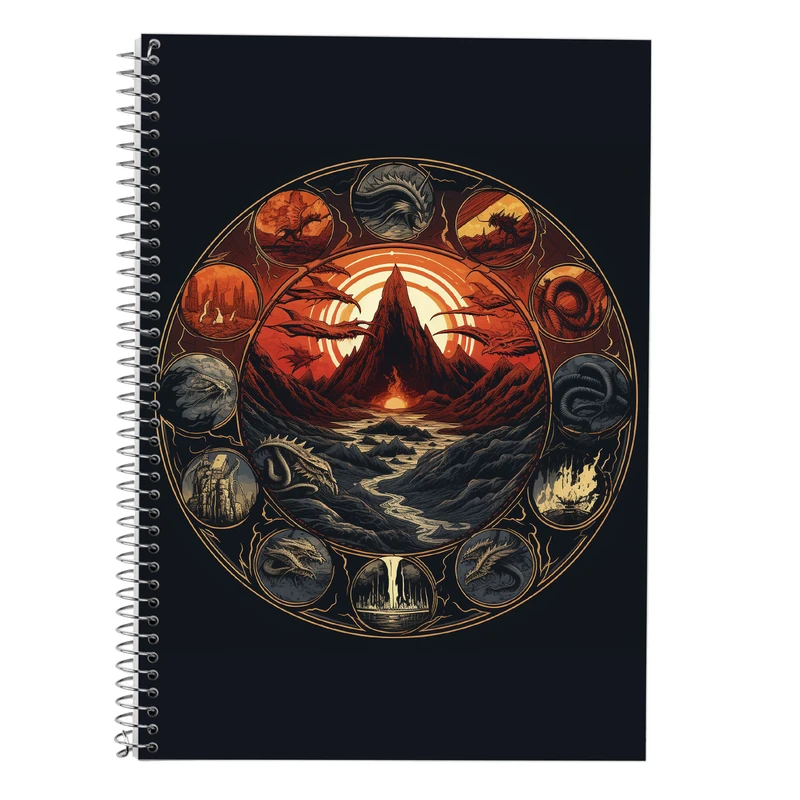 دفتر زبان 50 برگ مدوپد مدل دوخط طرح  ارباب حلقه ها The Lord of the Rings کد DF2999