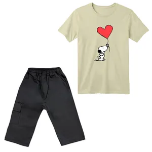 ست تی‌شرت آستین کوتاه و شلوارک دخترانه مدل اسنوپی کد ۴۴