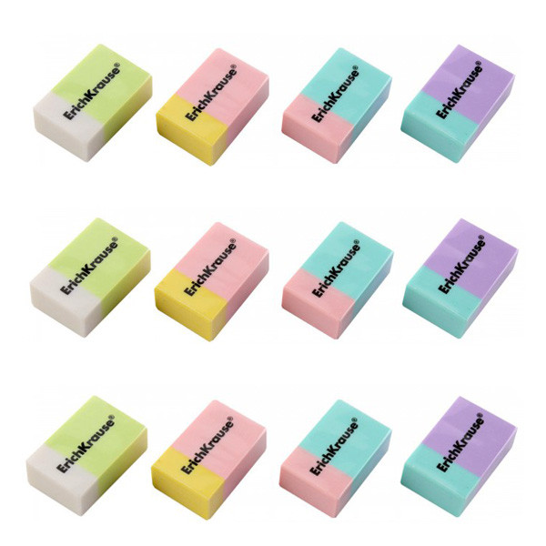 پاک کن برند اریک کراوزه  طرح  رنگین کمانی بسته 12 عددی