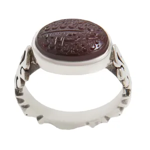 انگشتر نقره مردانه بازرگانی میلادی مدل  سنگ عقیق یمنی کد AM_1747