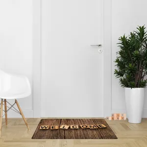 پادری مدل سه لایه رویه مخمل طرح Welcome کد S400 سایز 75x45 سانتی متر