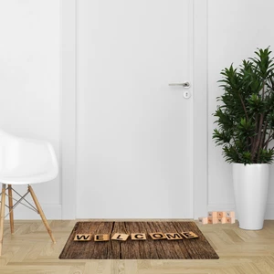 پادری مدل سه لایه رویه مخمل طرح Welcome کد S400 سایز 75x45 سانتی متر