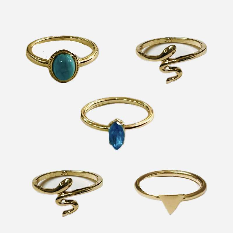 انگشتر زنانه مدل مار مجموعه 5 عددی انگشتر زنانه مدل مار مجموعه 5 عددی