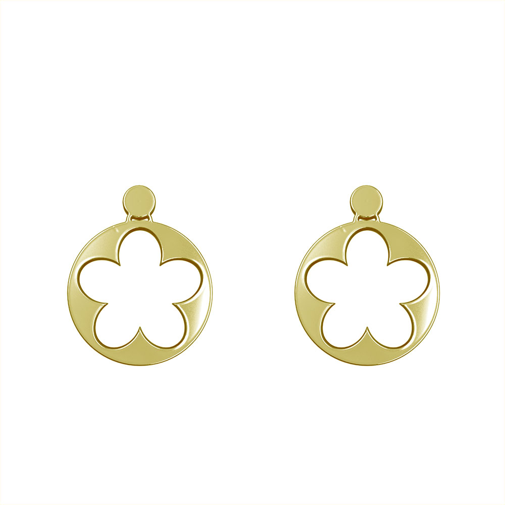 گوشواره طلا 18 عیار زنانه مدوپد مدل گل کد GA1-12550