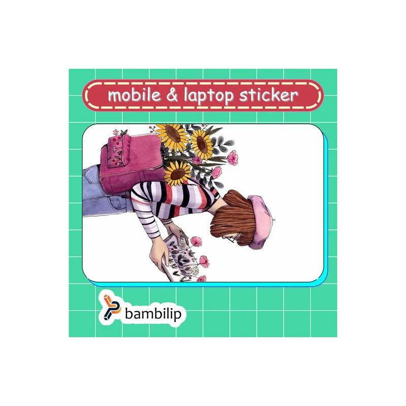 استیکر بامبیلیپ مدل کارت عابر طرح دختر و کوله ی پرگل کد 6108854