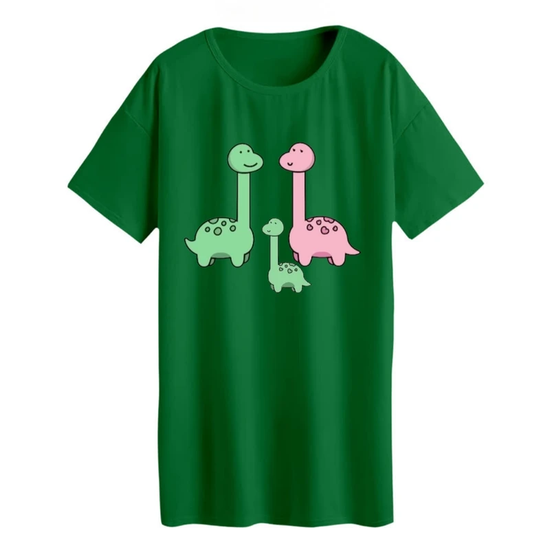 تی شرت لانگ زنانه مدل خانواده دایناسور