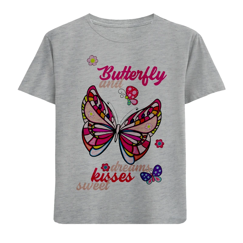 تی شرت آستین کوتاه دخترانه مدل پروانه F846