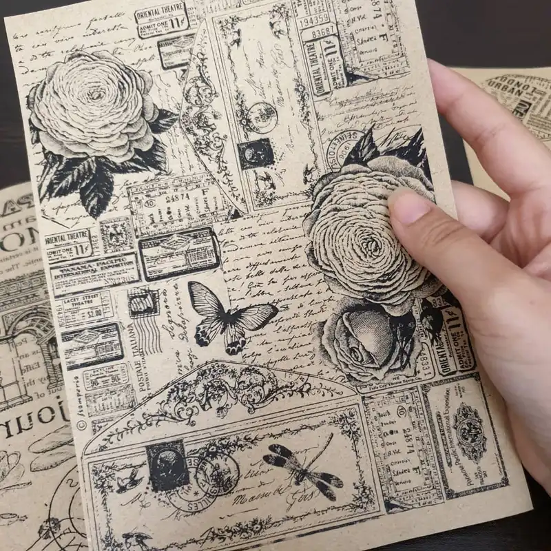 کاغذ رنگی دریا مدل اسکرپ بوک طرح پاریس وینتج کد 03 مجموعه 8 عددی