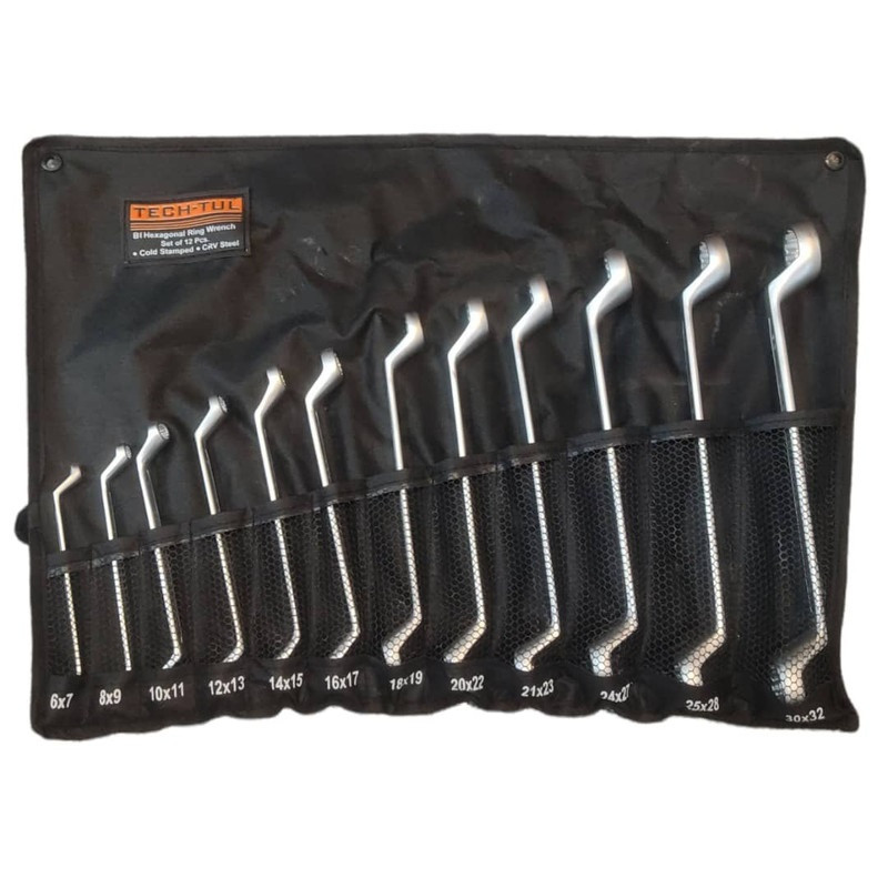 آچار دو سر رینگی تچ تول مدل CRV-12-2S مجموعه ۱۲ عددی