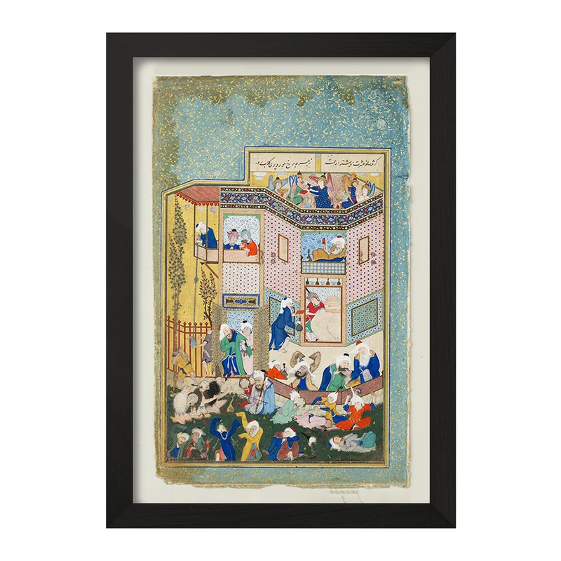 تابلو خندالو مدل نقاشی برگی از دیوان حافظ اثر سلطان محمد کد F12380