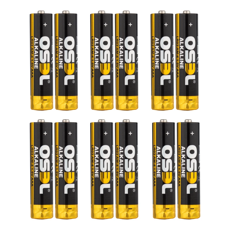 باتری نیم قلمی اوسل مدل Alkaline LR03 AM-4 بسته 12 عددی