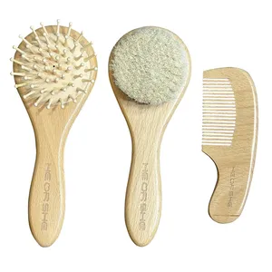 ست شانه و برس کودک هی ار شی مدل Natural sense بسته 3 عددی