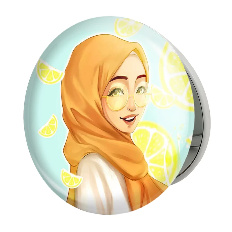 آینه جیبی خندالو طرح دخترانه باحجاب مدل تاشو کد 26005 