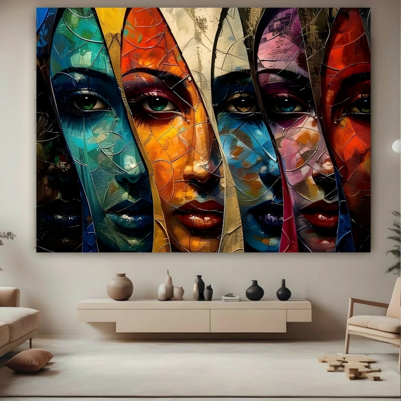 تابلو بوم طرح مخمل نقاشی چند تکه مدل دختر کد FP105560