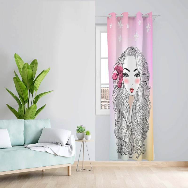 پرده طرح اتاق کودک مدل مخمل پانچی کد 1791 z سایز 140x200 سانتی متر