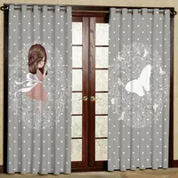   پرده مدل دختر و پروانه مخمل پانچی کد 1920 سایز 140x280 سانتی متر