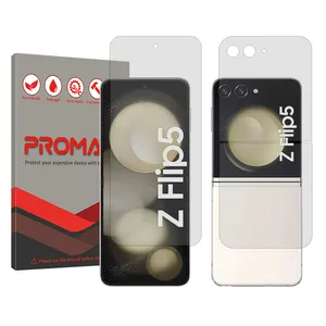 Promate Resistant model transparent screen protector suitable for Samsung Galaxy Z Flip5 mobile phone along with the back protector