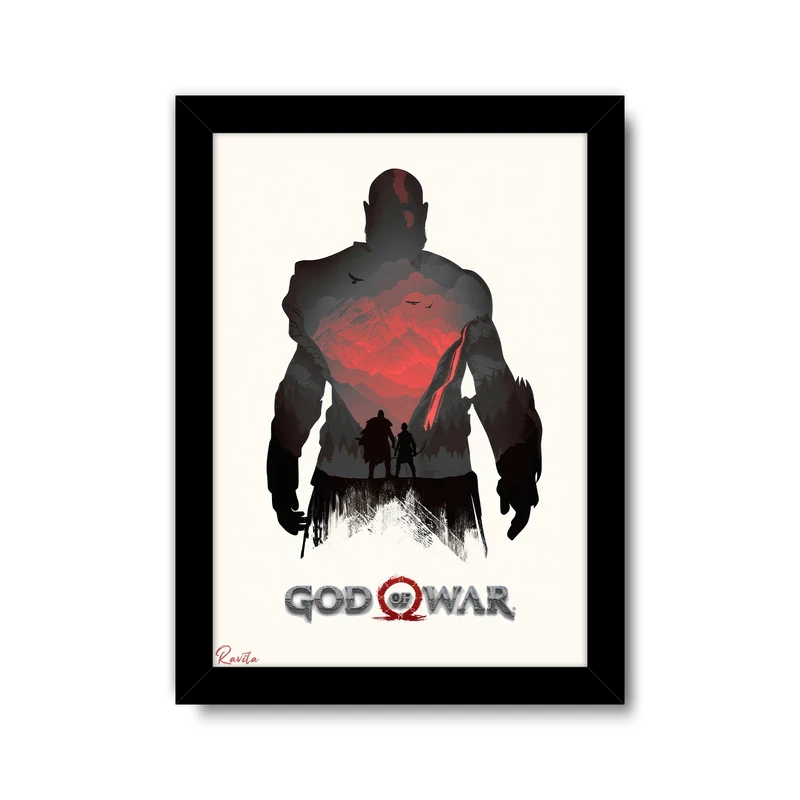 تابلو راویتا طرح گاد آف وار کد 3532 فریم مشکی