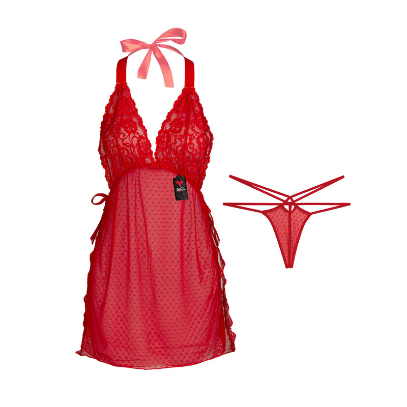 لباس خواب زنانه شباهنگ مدل Waiter رنگ قرمز