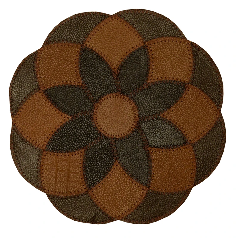 رومیزی مدل چرم طبیعی طرح گل هندسی کد 0083