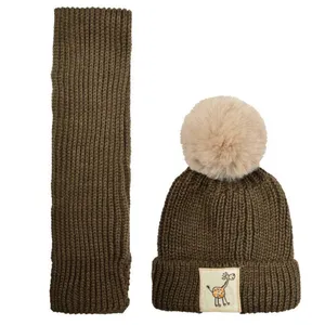 ست کلاه و شال گردن بافتنی بچگانه مدل ۱۲۳