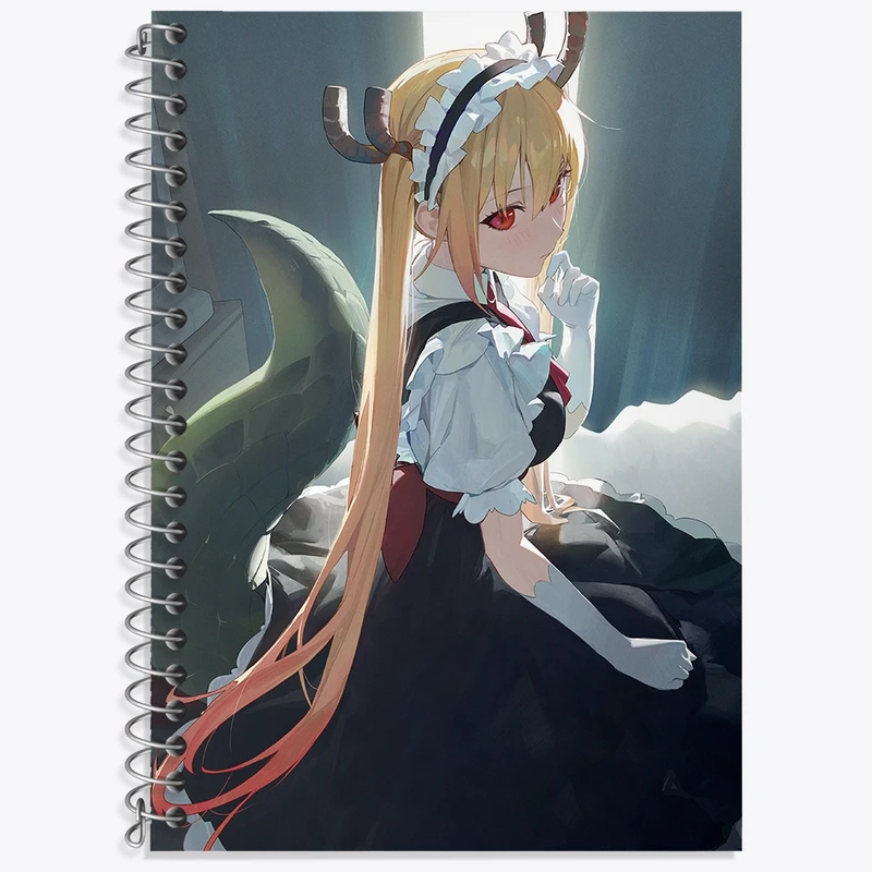 دفتر زبان 50 برگ خندالو مدل سه خط طرح توهرو انیمه اژدهای خدمتکار کوبایاشی کد 36331