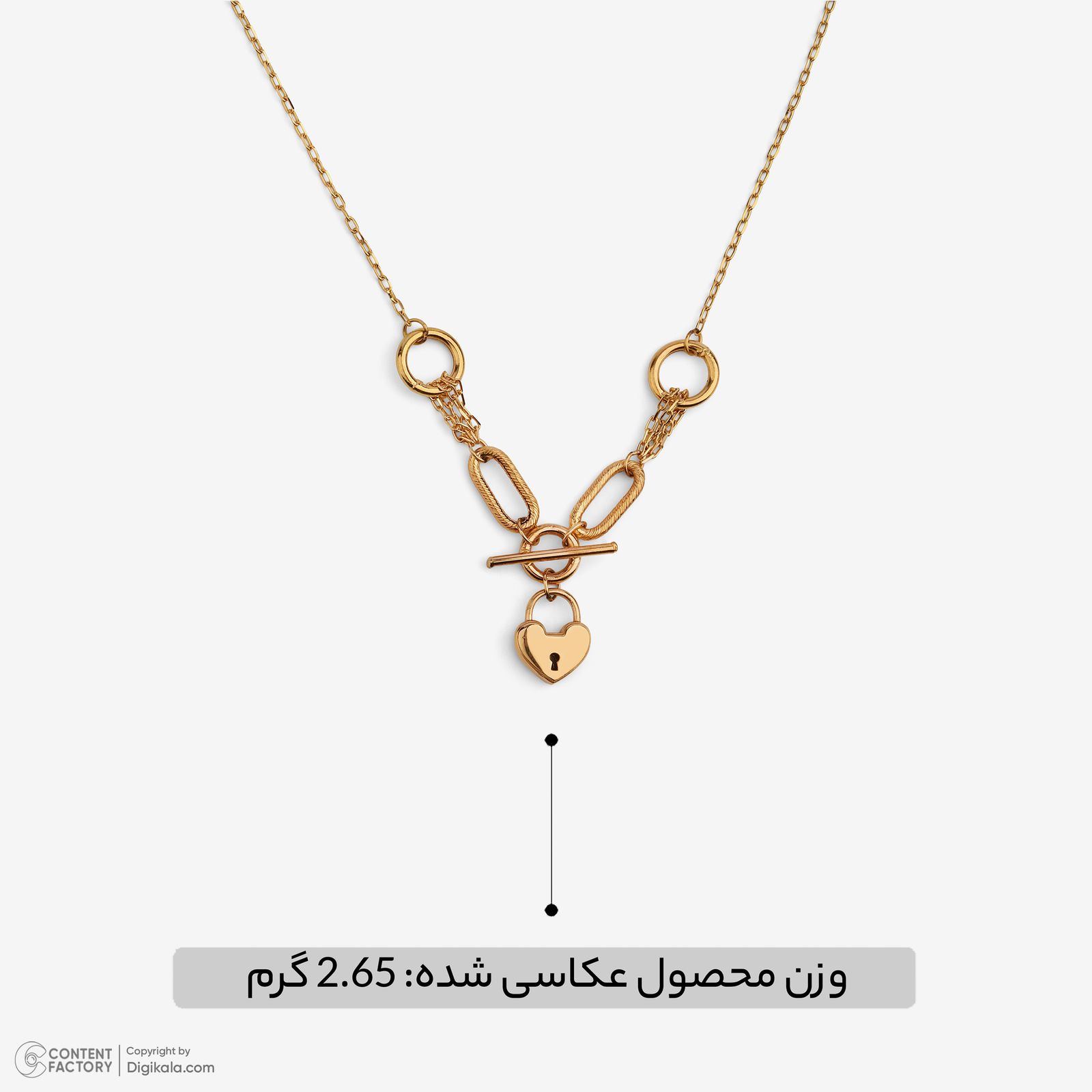 گردنبند طلا کم اجرت 18 عیار زنانه با زنجیر حلقه‌ای (فلامینگو) نگین مدل 127 -  - 5