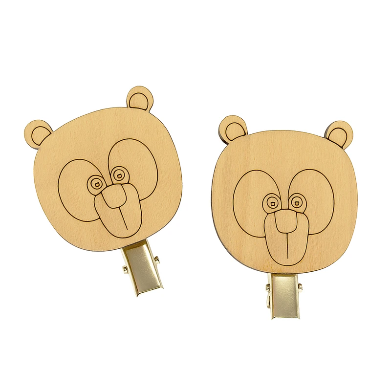 گیره مو زنانه مدل چوبی خرس کد 02 بسته 2 عددی