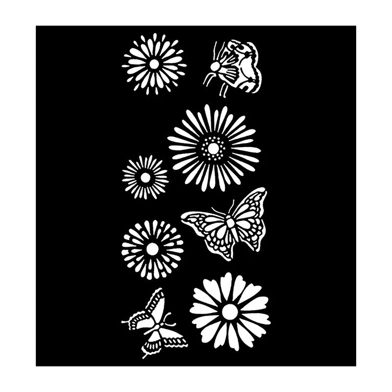 شابلون باتیس آرت طرح گل و پروانه کد 663