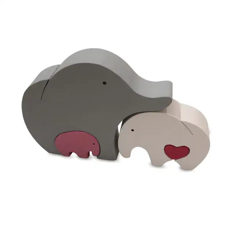 اسباب بازی چوبی طرح پازل فیل قلبی مدل MKT11B مجموعه 4 عددی