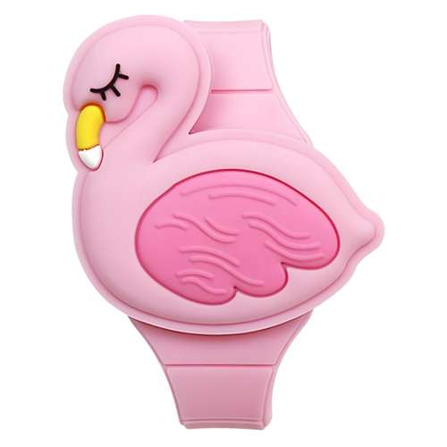 ساعت مچی دیجیتال دخترانه مدل بند سیلیکونی طرح فلامینگو کد ۱