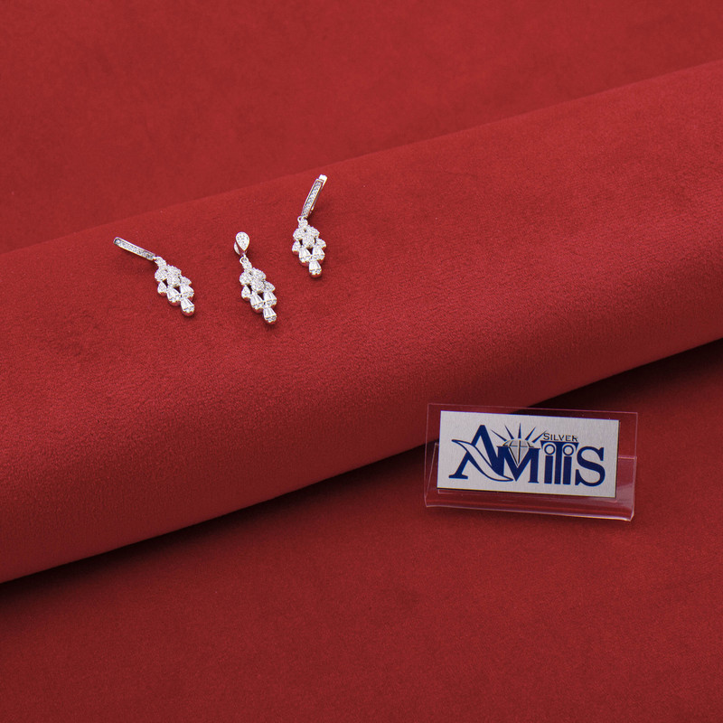 نیم ست نقره زنانه مدل خوشه AMT-N221 نیم ست نقره زنانه مدل خوشه AMT-N221