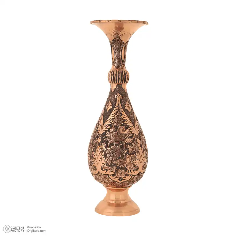 گلدان قلمزنی قهرمانی طرح گل و پرنده کد 912