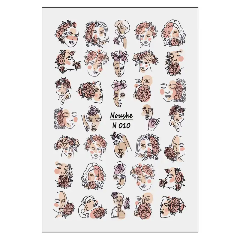 برچسب لنز ناخن مدل چهره کوبیسم کد N010