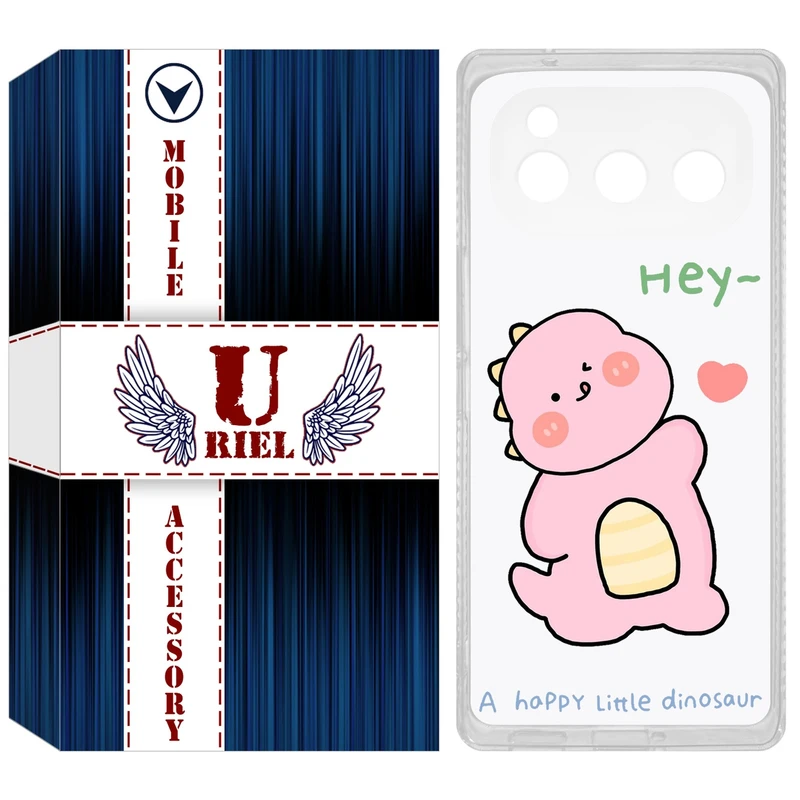 کاور یوریل مدل Clear کد 26 طرح دایناسور صورتی مناسب برای گوشی موبایل داریا Bond