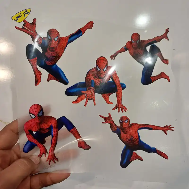 استیکر پارچه و لباس کارانس طرح مرد عنکبوتی مدل AST-26 مجموعه 5 عددی