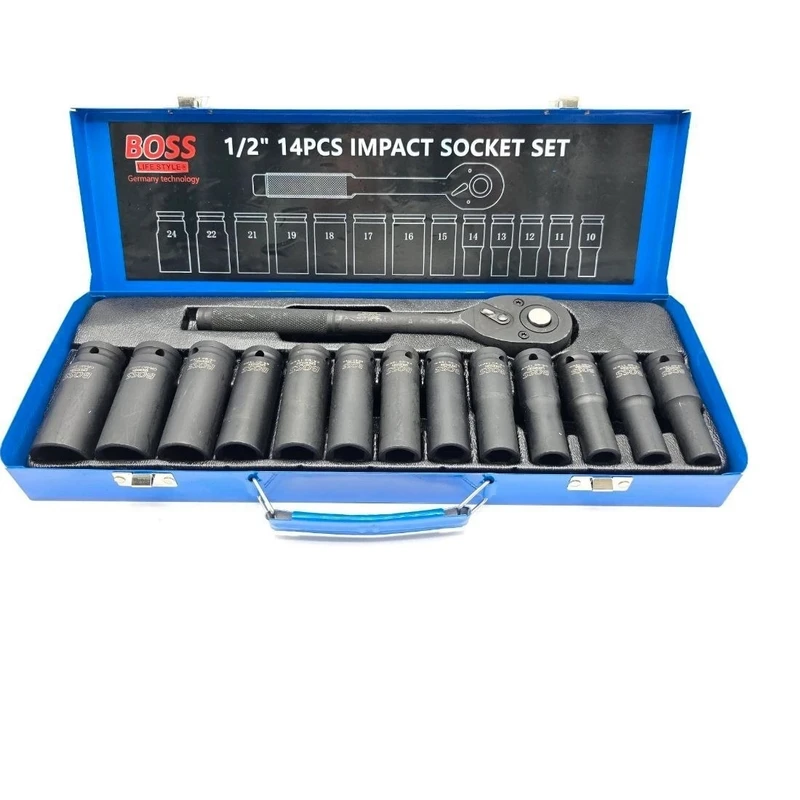 آچار بکس باس مدل 14pcs سایز 10 الی 24 میلی متر بسته 14 عددی