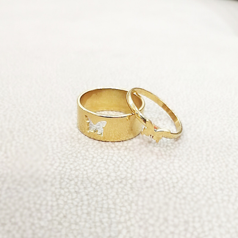 انگشتر زنانه ماصرم مدل پروانه کد Ri3124 مجموعه 2 عددی