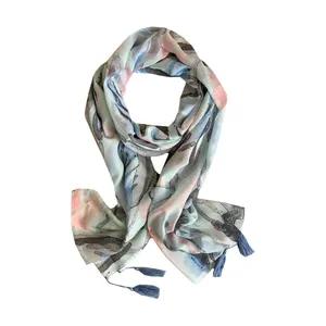 شال زنانه مدل نخی هاوایی وارداتی منگوله دار 00654