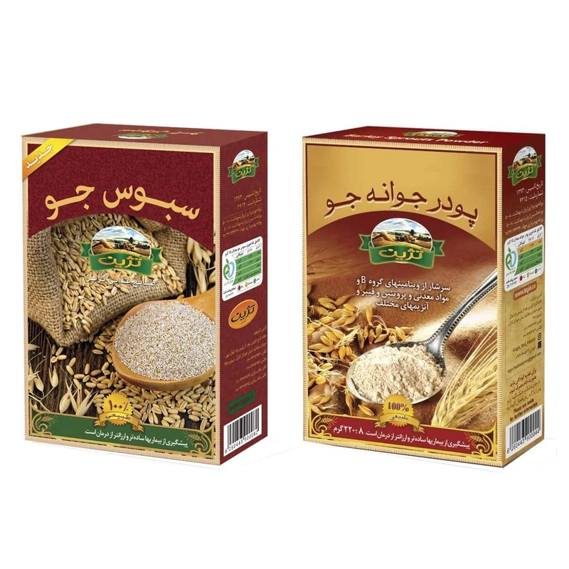 پودر جوانه جو تژین - 220 گرم به همراه سبوس جو تژین - 170 گرم