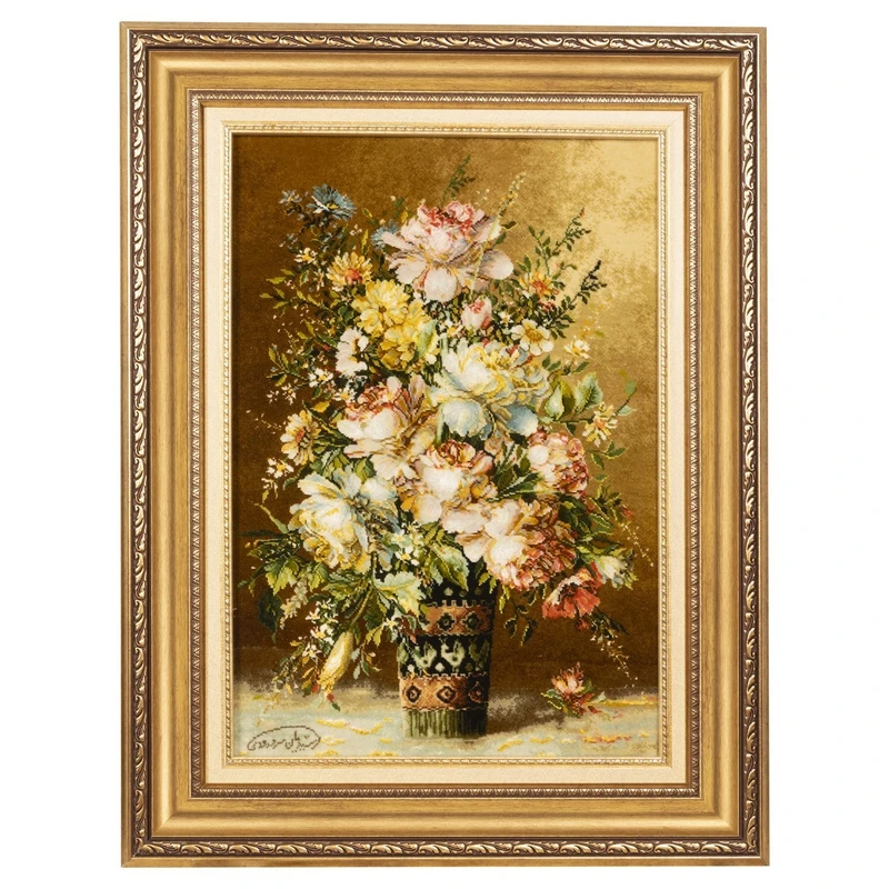 تابلو فرش دستباف سی پرشیا طرح گل در گلدان طرح 800 کد 904118