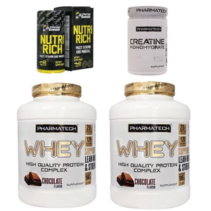 پروتئین وی فارماتک-1818 گرم بسته 2 عددی به همراه کراتین مونوهیدرات فارماتک-300 گرم به همراه مولتی ویتامین فارماتک-بسته 60 عددی