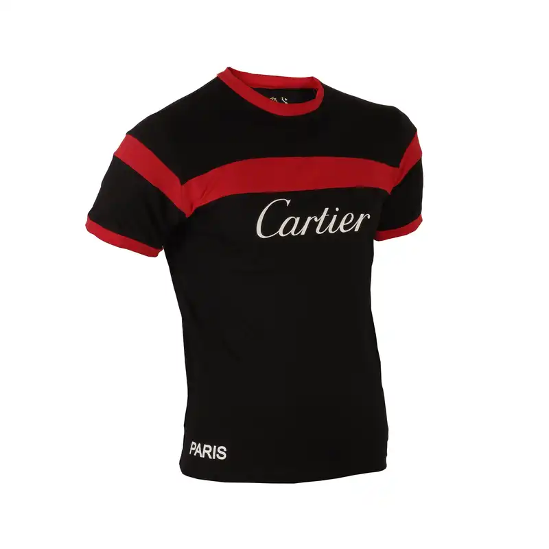 تی شرت آستین کوتاه مردانه مدل تکه دوزی چاپی