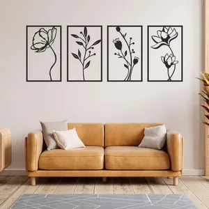 دیوارکوب مدل چوبی گل کد T33 مجموعه چهار عددی