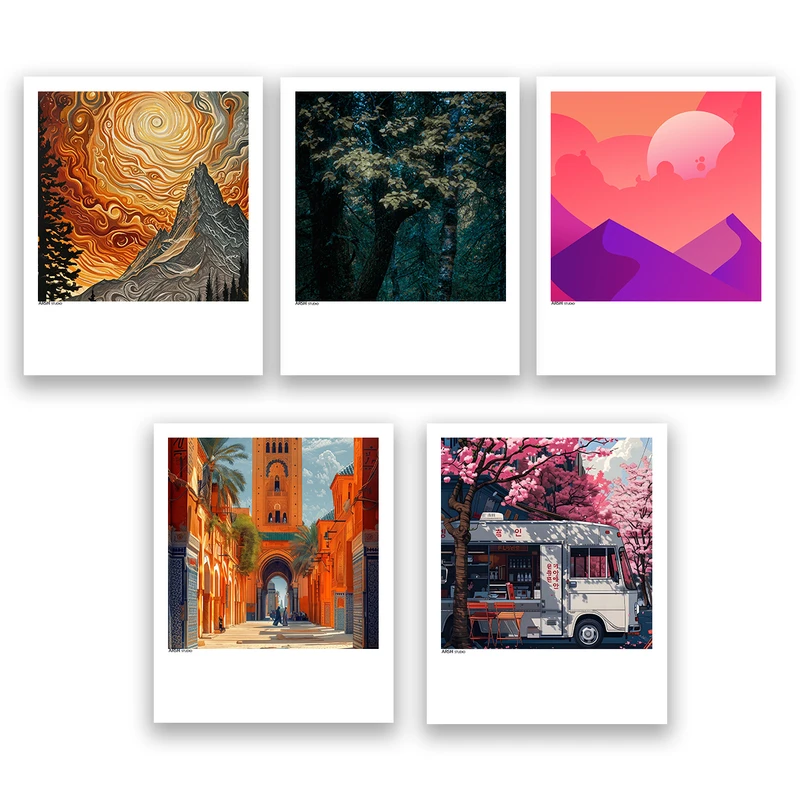 آویز تزیینی عرش مدل فانتزی منظره کد Asa1179 مجموعه پنج عددی